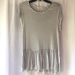 GINGER G Black & White Striped Peplum